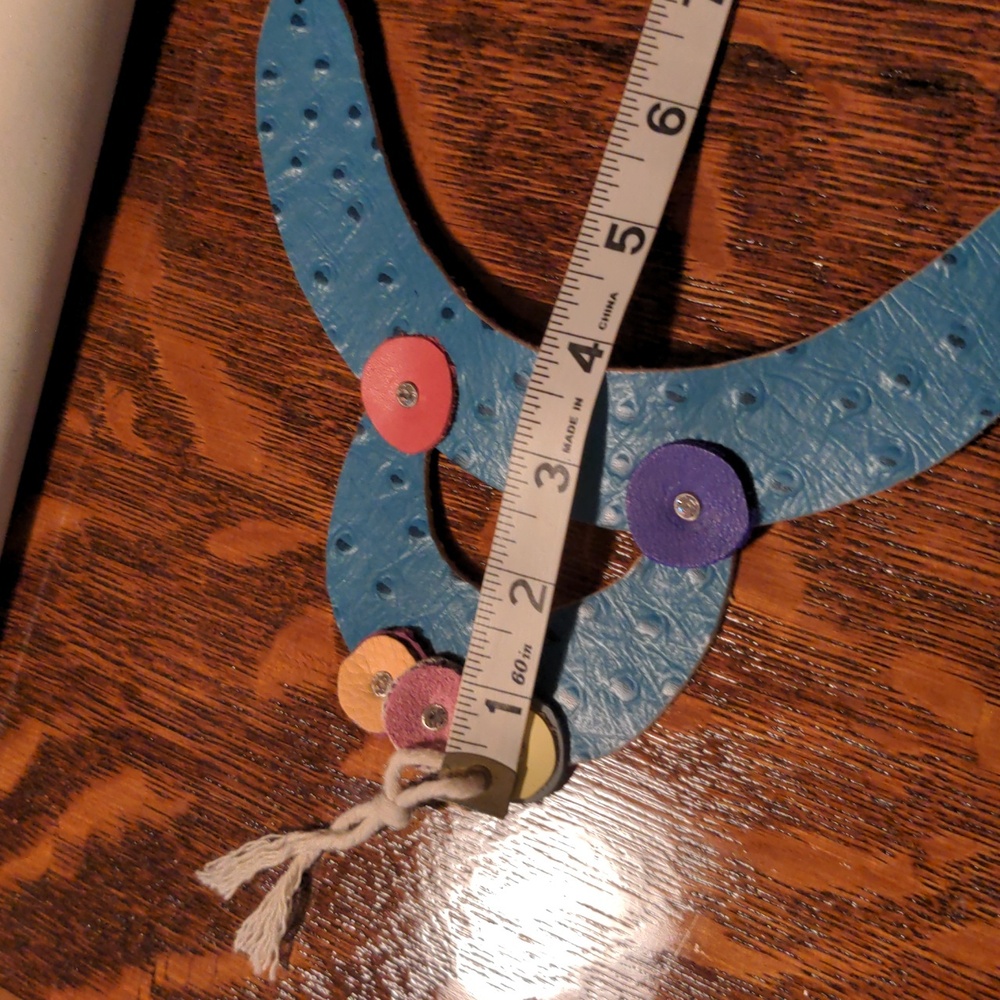 Handmade Genuine Leather Circles Bib Statement Necklace Multicolor B - Picture 10 of 12